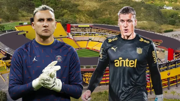 Keylor Navas y Washington Aguerre (Foto tomada de: Barcelona SC/Peñarol)