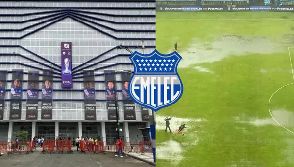 La cancha del Club Sport Emelec volvió a lucir inundada como en la final del anterior año