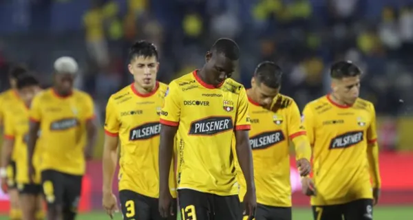 La reacción de los jugadores de Barcelona SC en el final del partido