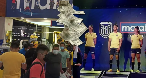 Largas filas para comprar la camiseta de la Selección Ecuatoriana y se han vendido como pan caliente, lo que va a las arcas de la FEF