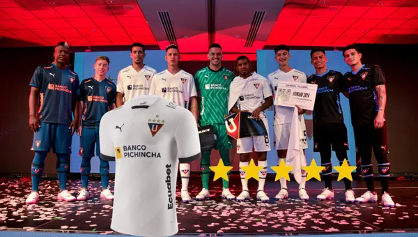 LDU presentó su nueva camiseta. FOTO: Marathon