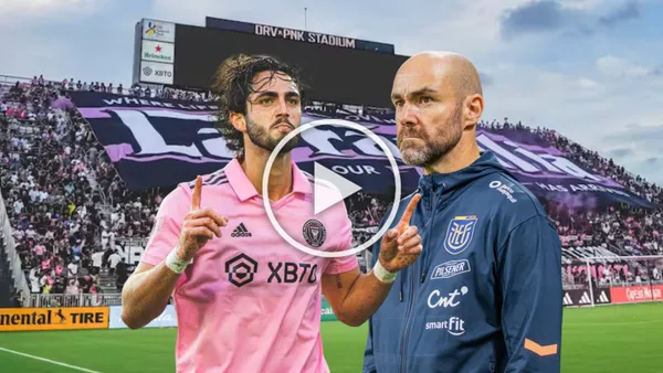 Leonardo Campana celebrando, Félix Sánchez serio. Foto tomada de: Inter Miami/La Tri