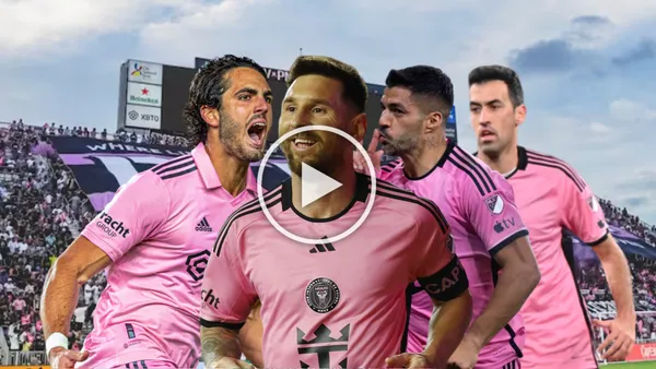 Leonardo Campana gritando, Messi sonriendo, Suárez festejando, Busquets jugando. Foto tomada de: La Nación/Marca/Sport Illustrated/Eurosport