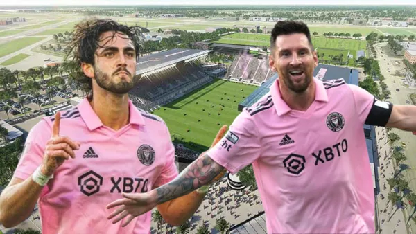 Leonardo Campana y Lionel Messi en el DVR Stadium (Foto tomada de: Sport/Inter Miami/AFP)