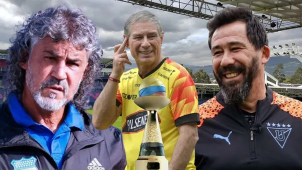 Leonel Álvarez, Ariel Holan y Pablo Sánchez (Foto tomada de: Independiente del Valle/Copa Ecuador/Barcelona SC/Liga de Quito/Emelec)