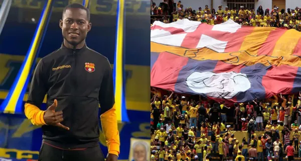 Leonel Quiñónez se fue expulsado en el partido de Barcelona SC ante 9 de Octubre y además se dio con la piedra en los dientes