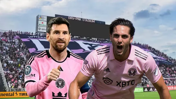 Lionel Messi con su pulgar, Leonardo Campana gritando. Foto tomada de: Inter Miami