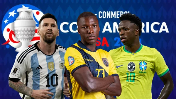 Lionel Messi, Moisés Caicedo, Vinicius Jr. Foto tomada de: Los Angeles Times/TUDN/Conmebol