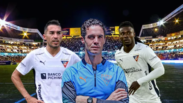 Lisandro Alzugaray, Ricardo Adé jugando, Josep Alcácer. Foto tomada de: El Comercio/LDU