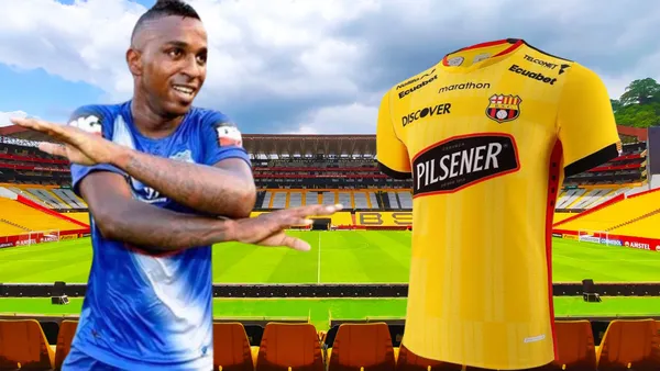 Lo que hizo Miller Bolaños cuando le dieron una camiseta de BSC (Foto tomada de: Barcelona SC/Ecuavisa/Amazon)