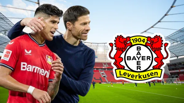 Lo que hizo Piero Hincapié mientras Xabi Alonso festejaba (Foto tomada de: Wikipedia/Primicias/ESPN)