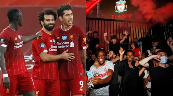 Los hinchas de Liverpool celebraron a lo grande, y sin distancia física, su primer campeonato de Liga en 30 años dejando en ruinas el estadio de Anfield