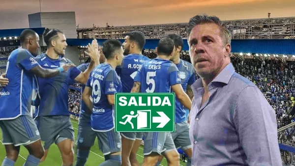 Lucas Pusineri serio, jugadores de Emelec. Foto tomada de: Soy del Rojo