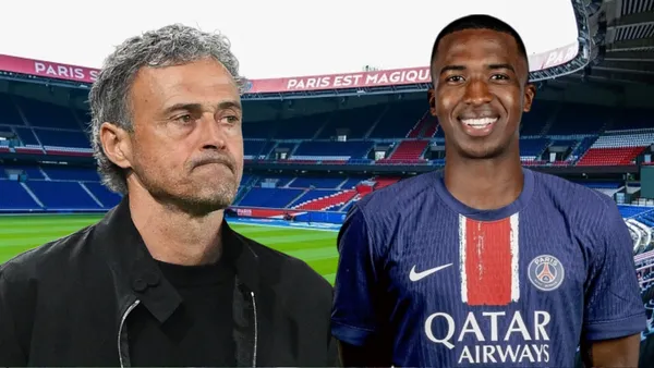 Luis Enrique y Willian Pacho (Foto tomada de: Monparigo/X/Goal)