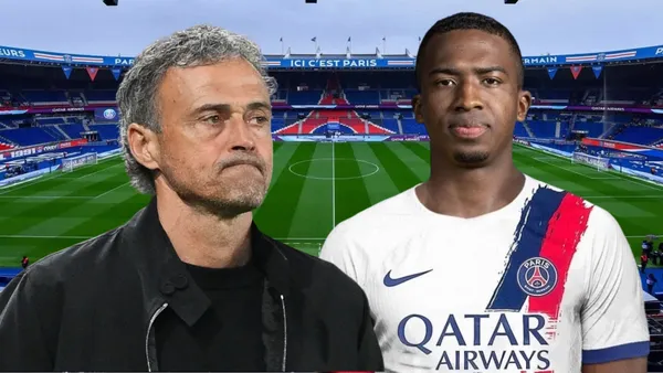 Luis Enrique y Willian Pacho (Foto tomada de: TyC Sports/PSG/Goal)