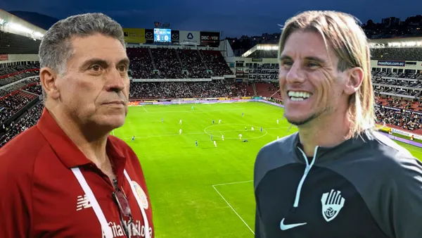 Luis Fernando Suárez y Sebastián Beccacece (Foto tomada de: Primicias/Sebastián Beccacece/AFP)