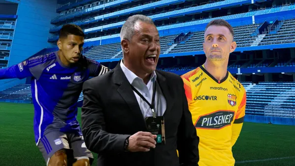 Luis León jugando, Hernán Torres gritando, Damián Díaz. Foto tomada de: Emelec/BSC