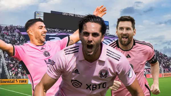 Luis Suárez, Leonardo Campana, Lionel Messi. Foto tomada de: Inter Miami