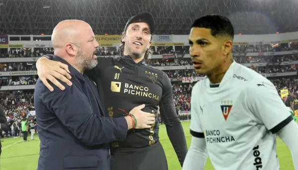 Luis Zubeldía, al lado Paolo Guerrero.