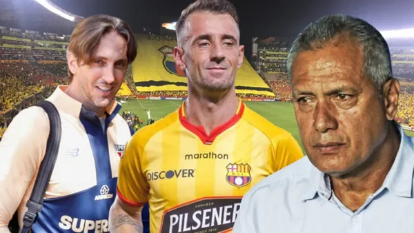 Luis Zubeldía, Damián Díaz y Hernán Torres en el Estadio Monumental (Foto tomada de: Barcelona SC/São Paulo/API/Barcelona SC)