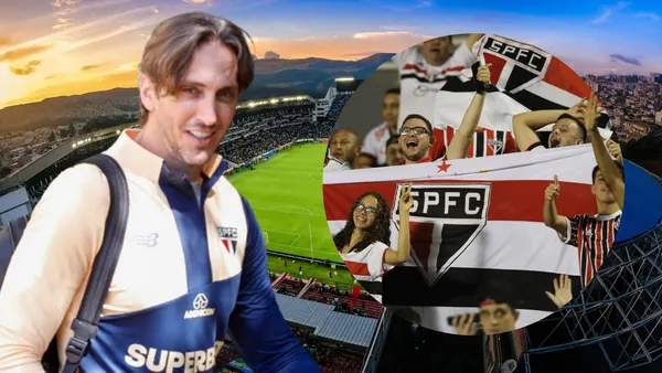 Luis Zubeldía e Hinchas de São Paulo (Foto tomada de: Liga de Quito/São Paulo/BeSoccer)