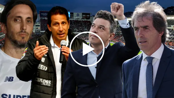 Luis Zubeldía, José Cevallos, Marcelo Gallardo y Guillermo Almada (Foto tomada de: Primicias/Conmebol/Mexsport/Wikipedia)