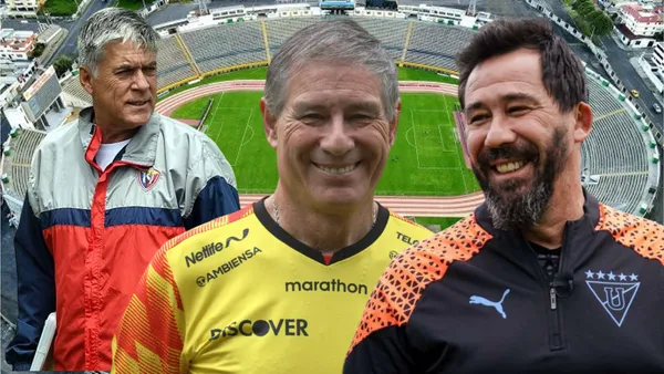 Marcelo Zuleta, Ariel Holan y Pablo Sánchez (Foto tomada de: Extra/Wikipedia/Liga de Quito/API)