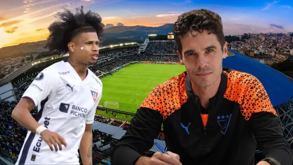 Marco Angulo y Josep Alcácer (Foto tomada de: API/Liga de Quito)