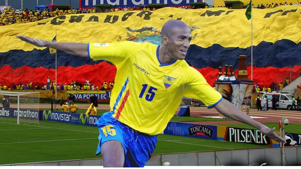 Marlon Ayoví celebrando un gol, estadio Olímpico Atahualpa. Foto tomada de: Diario Extra