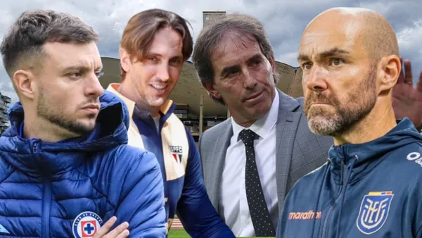 Martín Anselmi, Guillermo Almada, Luis Zubeldía y Félix Sánchez (Foto tomada de: Primicias/FEF/Cruz Azul/Marca/São Paulo)