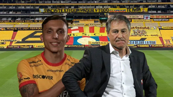 Mathías Suárez, Ariel Holan. Foto tomada de: Barcelona SC