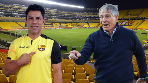 Matías Oyola y Ariel Holan en el Estadio Monumental (Foto tomada de: La Hora/WEB/Primicias)