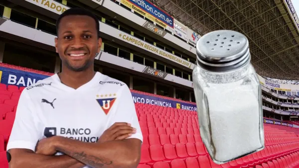 Michael de Estrada en los asientos del Estadio Rodrigo Paz Delgado (Foto tomada de: Ecuavisa/Liga de Quito/BBC)