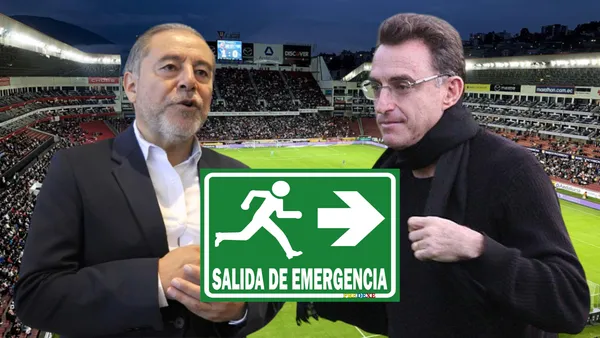 Michel Deller e Isaac Álvarez (Foto tomada de: Primicias/Liga de Quito/Los Andes/Extintor)