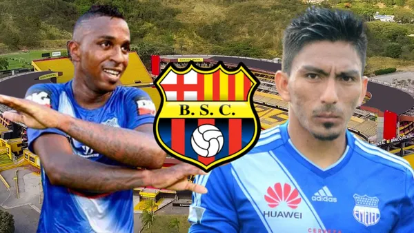 Miller Bolaños y Ángel Mena (Foto tomada de: Barcelona SC/API/Emelec/Wikipedia)