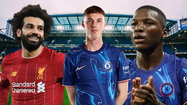 Mohamed Salah, Cole Palmer y Moisés Caicedo (Foto tomada de: Chelsea/Liverpool)