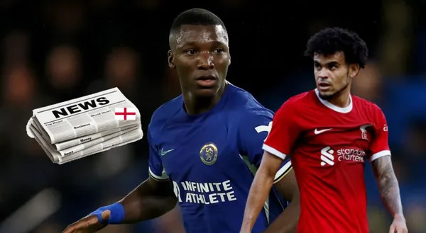 Moisés Caicedo, al lado Luis Díaz.