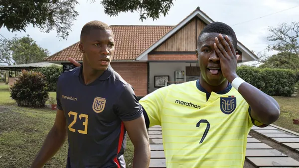 Moisés Caicedo, Alan Minda. Foto tomada de: La Tri/X Copa Mundial FIFA/Plataforma Arquitectura