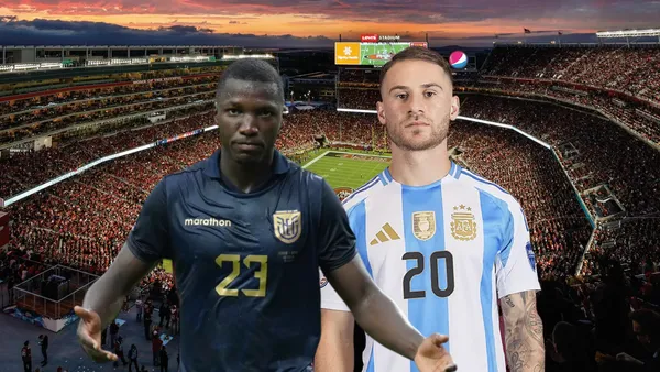 Moisés Caicedo, Alexis Mac Allister. Foto tomada: Conmebol/La Tri