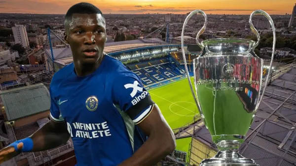Moisés Caicedo con la Champions League en Stamford Bridge (Foto tomada de: Viator/Primicias/CNN)