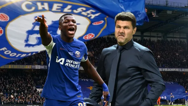 Moisés Caicedo dando indicaciones, Pochettino molesto. Foto tomada de: Chelsea