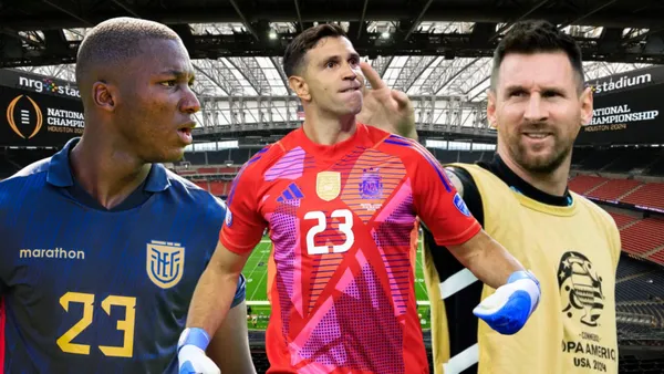 Moisés Caicedo, Dibu Martínez y Lionel Messi (Foto tomada de: 365/Copa América/Gentileza/EFE)