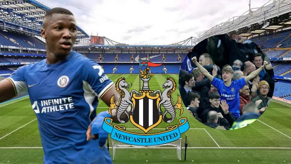 Moisés Caicedo e hinchas del Chelsea (Foto tomada de: Stadium/Chelsea)