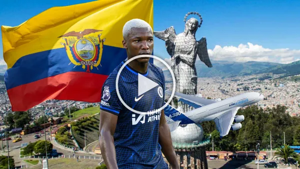 Moisés Caicedo en Ecuador, bandera Ecuador, avión. Foto tomada de: Spanish in 100 days/Chelsea