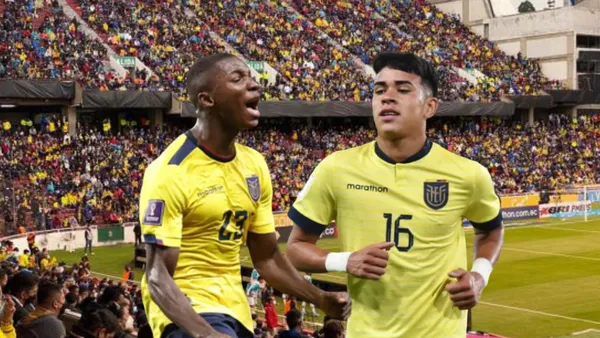 Moisés Caicedo gritando, Kendry Páez jugando. Foto tomada de: La Tri