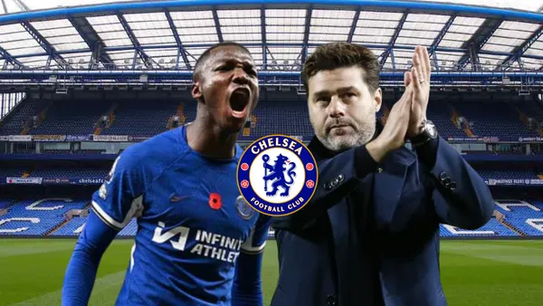 Moisés Caicedo gritando, Pochettino aplaudiendo. Foto tomada de: Directv/Chelsea