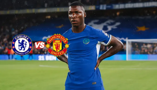 Moisés Caicedo jugando con Chelsea frente a Manchester United. FOTO: