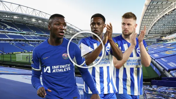 Moisés Caicedo jugando, futbolistas del Brighton aprendiendo. Foto tomada de: Brighton/Chelsea