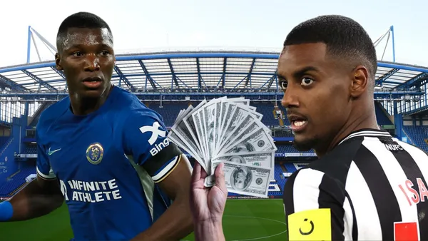 Moisés Caicedo y Alexander Isak (Foto tomada de: The Sun/Chelsea/Newcastle/Metro)