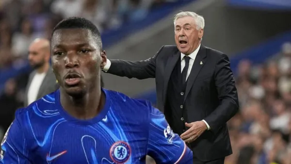 Moisés Caicedo y Carlo Ancelotti